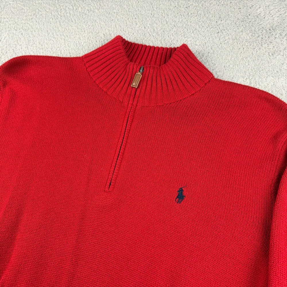 Polo Ralph Lauren Sweater Mens XL Red 1/4 Zip Pullover Preppy Casual